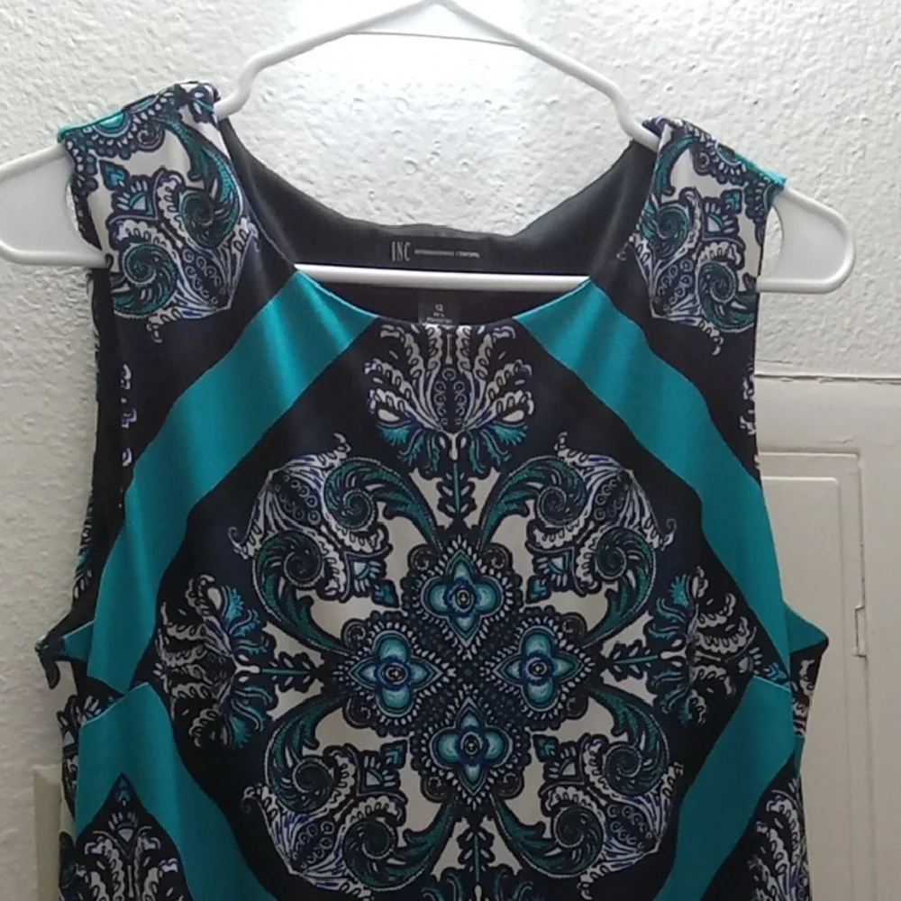 I-N-C International Concepts Elegant Blue Patterned Sleeveless Dress - Picture 5 of 5